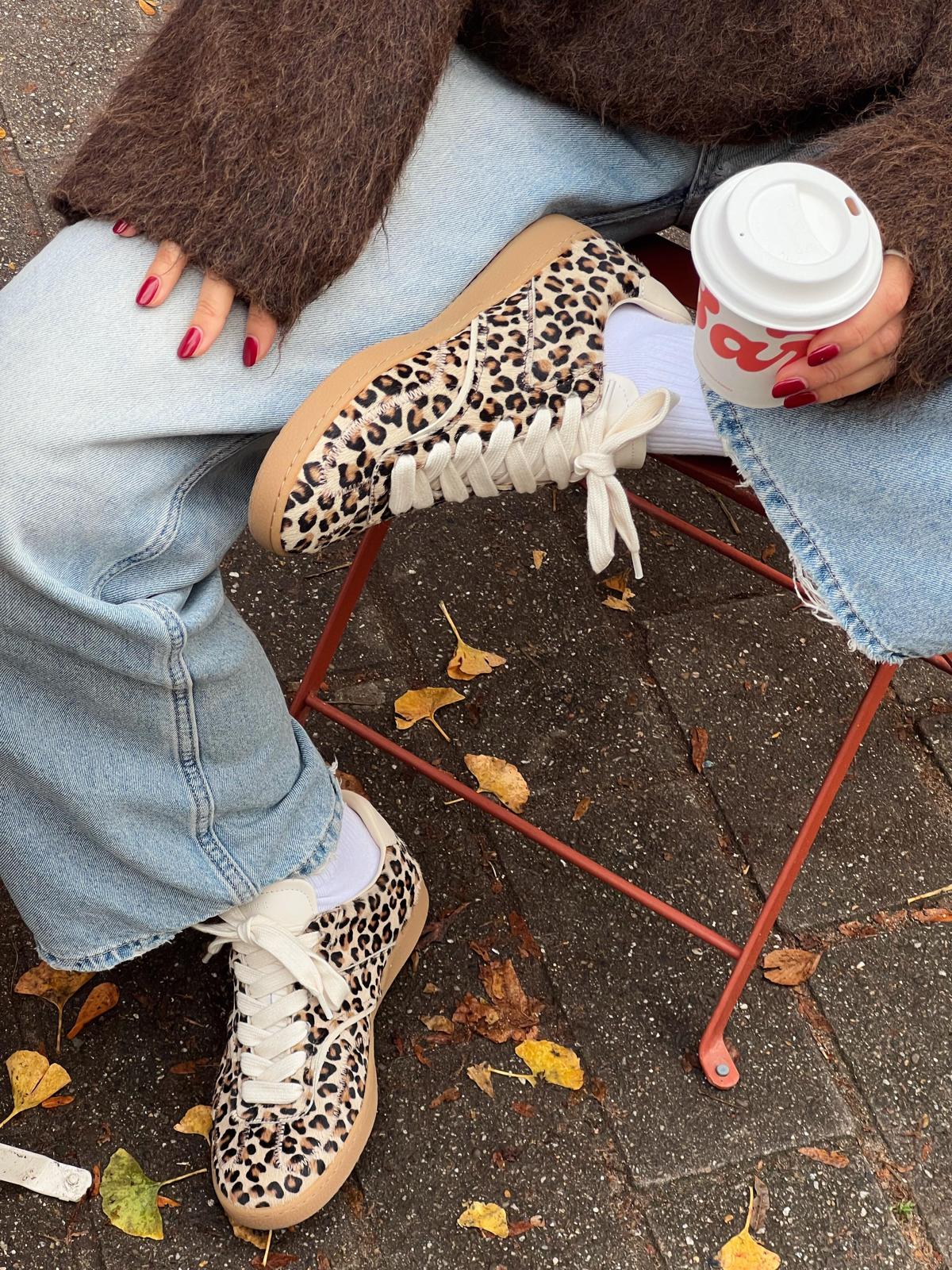 Ray Owen Studs Leopard Sneakers for Women